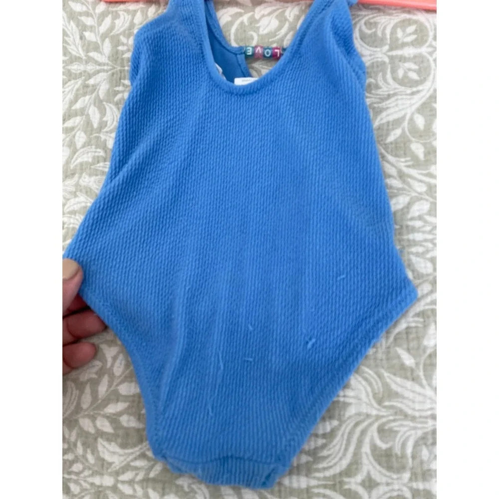 Zara Bathing Suit Girls One Piece Swim Size 3 Blue Smocked 